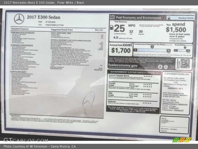 Polar White / Black 2017 Mercedes-Benz E 300 Sedan