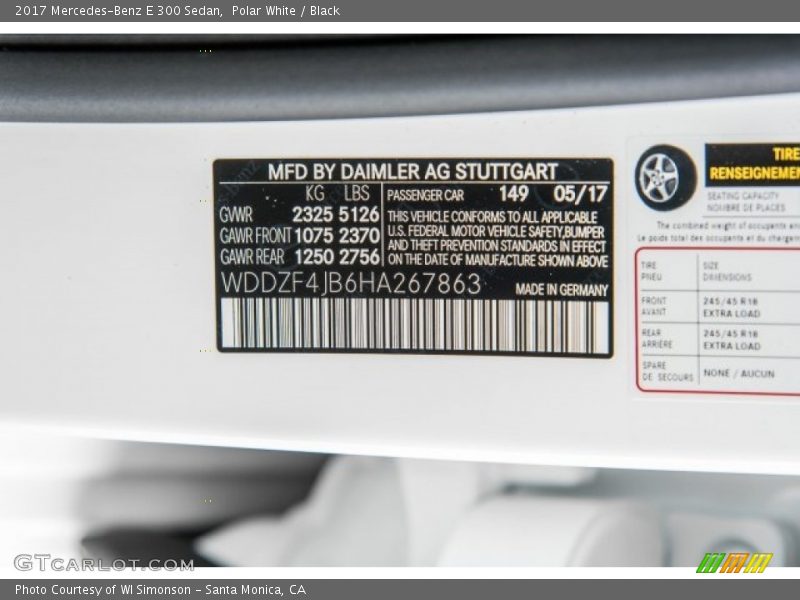 Polar White / Black 2017 Mercedes-Benz E 300 Sedan