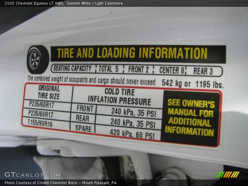 Summit White / Light Cashmere 2005 Chevrolet Equinox LT AWD