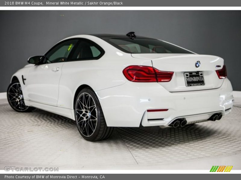 Mineral White Metallic / Sakhir Orange/Black 2018 BMW M4 Coupe