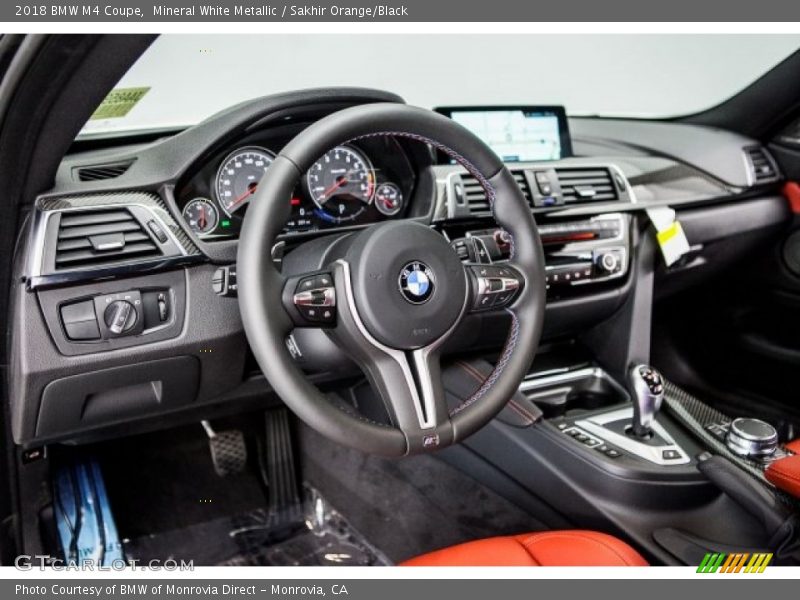 Mineral White Metallic / Sakhir Orange/Black 2018 BMW M4 Coupe