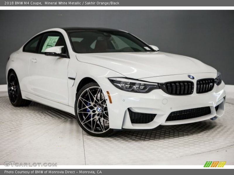 Mineral White Metallic / Sakhir Orange/Black 2018 BMW M4 Coupe