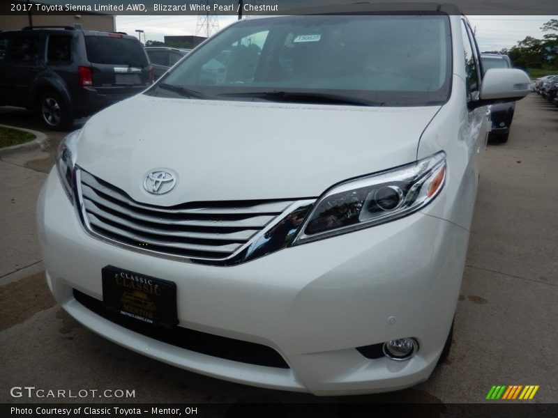 Blizzard White Pearl / Chestnut 2017 Toyota Sienna Limited AWD