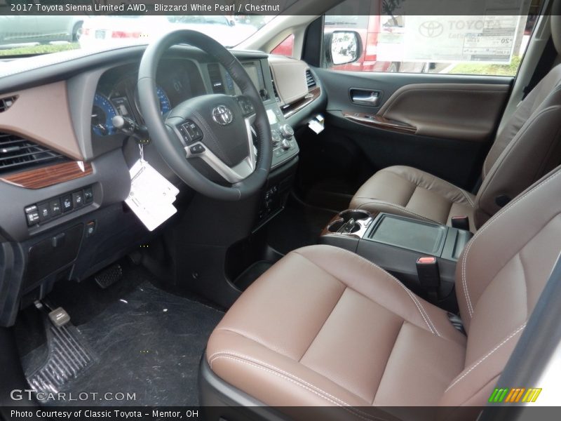 Blizzard White Pearl / Chestnut 2017 Toyota Sienna Limited AWD