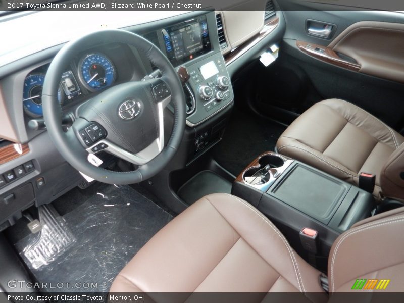 Blizzard White Pearl / Chestnut 2017 Toyota Sienna Limited AWD