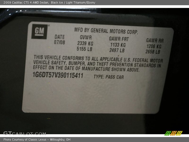Black Ice / Light Titanium/Ebony 2009 Cadillac CTS 4 AWD Sedan