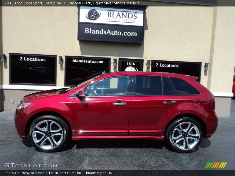 Ruby Red / Charcoal Black/Liquid Silver Smoke Metallic 2013 Ford Edge Sport