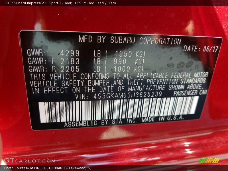 Lithium Red Pearl / Black 2017 Subaru Impreza 2.0i Sport 4-Door
