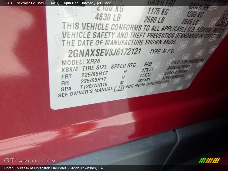 Cajun Red Tintcoat / Jet Black 2018 Chevrolet Equinox LT AWD