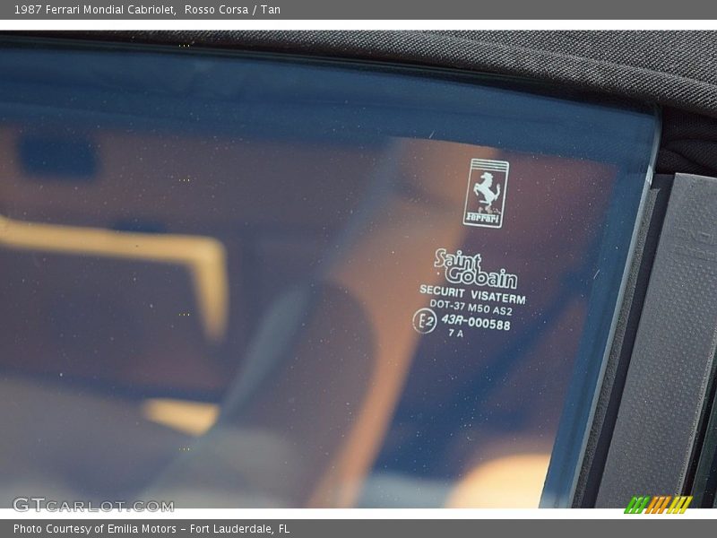 Info Tag of 1987 Mondial Cabriolet