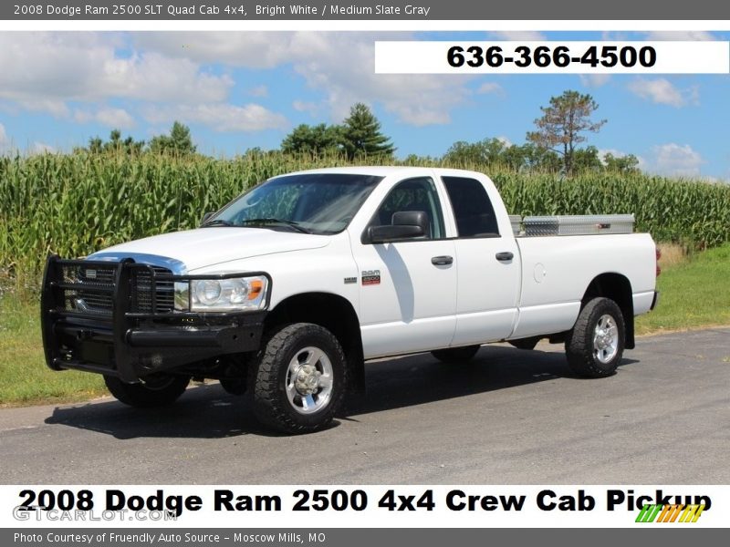 Bright White / Medium Slate Gray 2008 Dodge Ram 2500 SLT Quad Cab 4x4