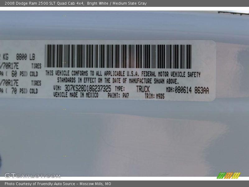 Bright White / Medium Slate Gray 2008 Dodge Ram 2500 SLT Quad Cab 4x4
