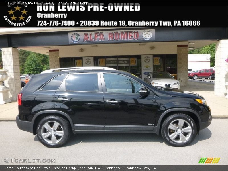 Ebony Black / Beige 2012 Kia Sorento EX V6 AWD