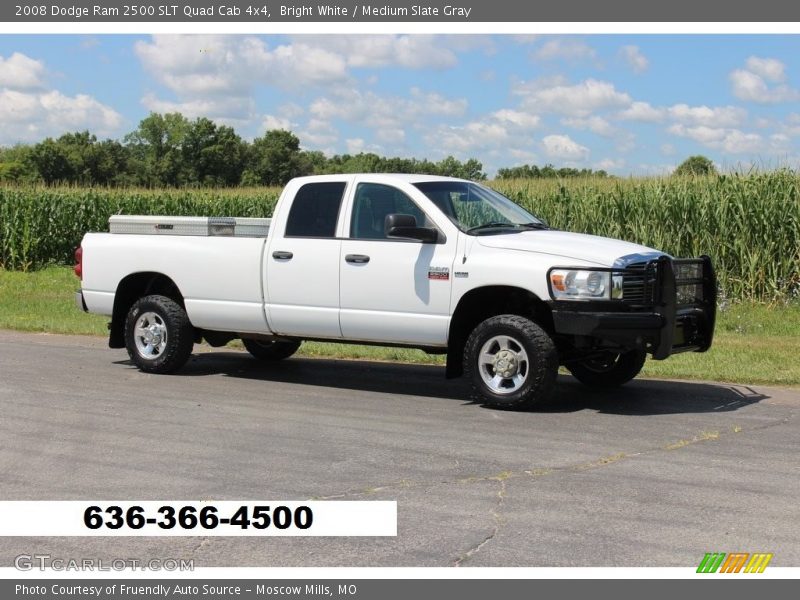 Bright White / Medium Slate Gray 2008 Dodge Ram 2500 SLT Quad Cab 4x4