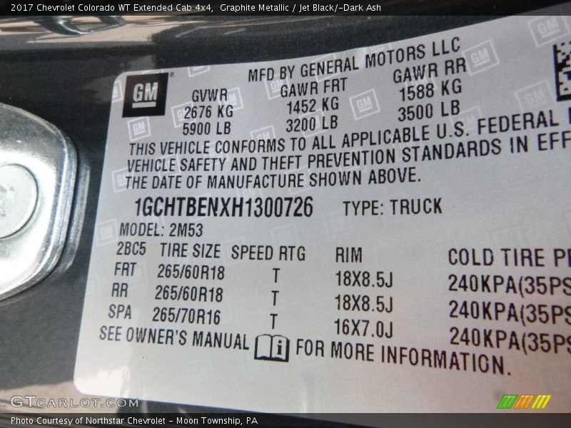 Graphite Metallic / Jet Black/­Dark Ash 2017 Chevrolet Colorado WT Extended Cab 4x4