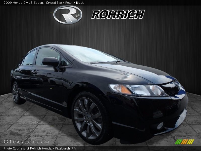 Crystal Black Pearl / Black 2009 Honda Civic Si Sedan