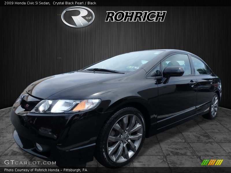 Crystal Black Pearl / Black 2009 Honda Civic Si Sedan