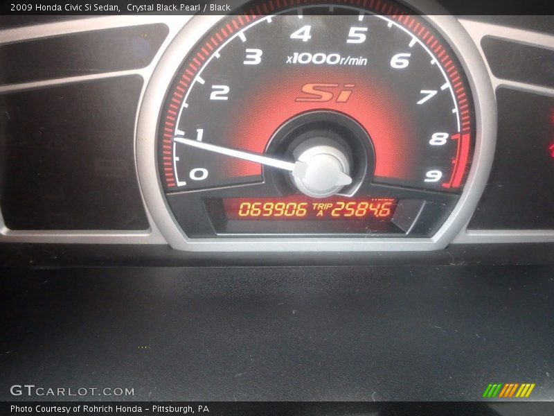 Crystal Black Pearl / Black 2009 Honda Civic Si Sedan
