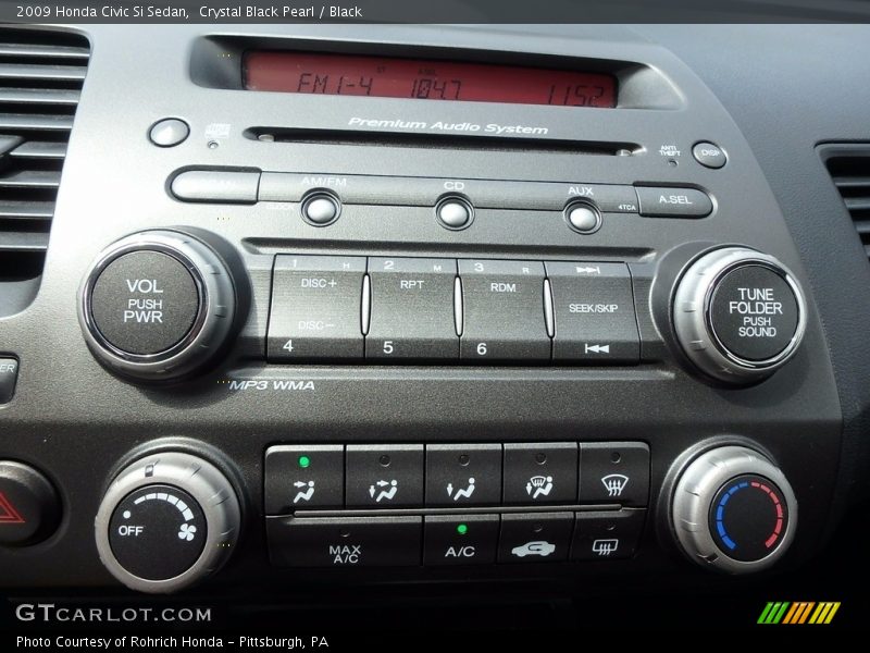 Crystal Black Pearl / Black 2009 Honda Civic Si Sedan