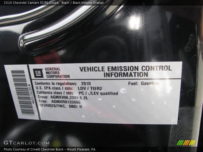 Black / Black/Inferno Orange 2010 Chevrolet Camaro SS/RS Coupe