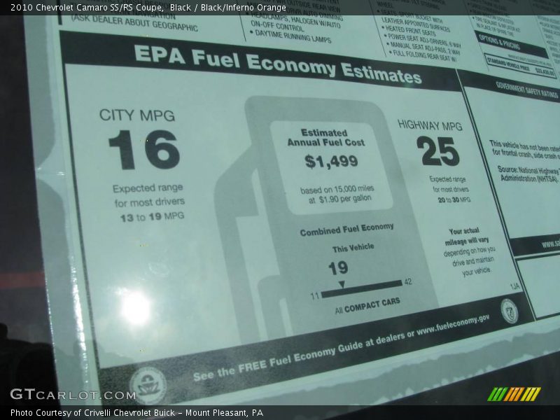 Black / Black/Inferno Orange 2010 Chevrolet Camaro SS/RS Coupe