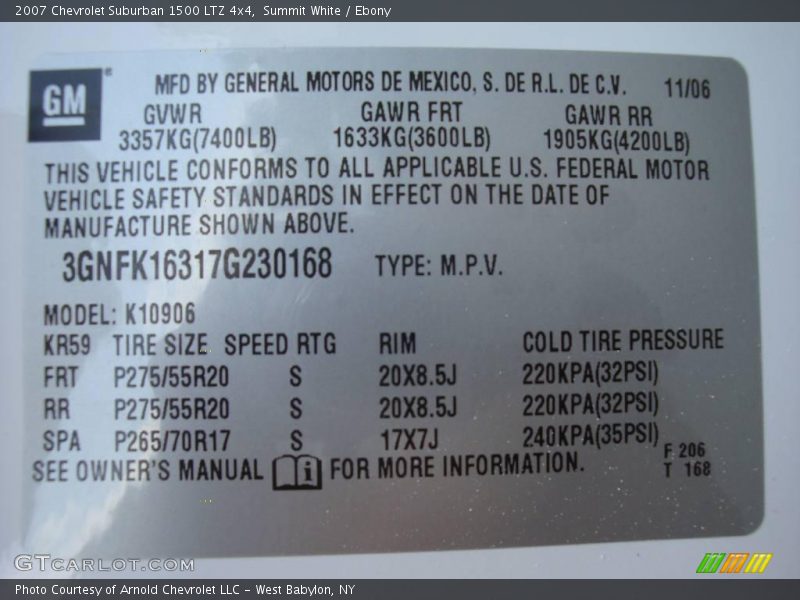 Summit White / Ebony 2007 Chevrolet Suburban 1500 LTZ 4x4