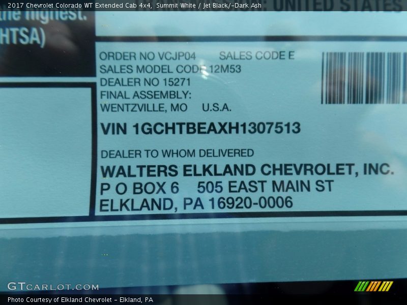 Summit White / Jet Black/­Dark Ash 2017 Chevrolet Colorado WT Extended Cab 4x4