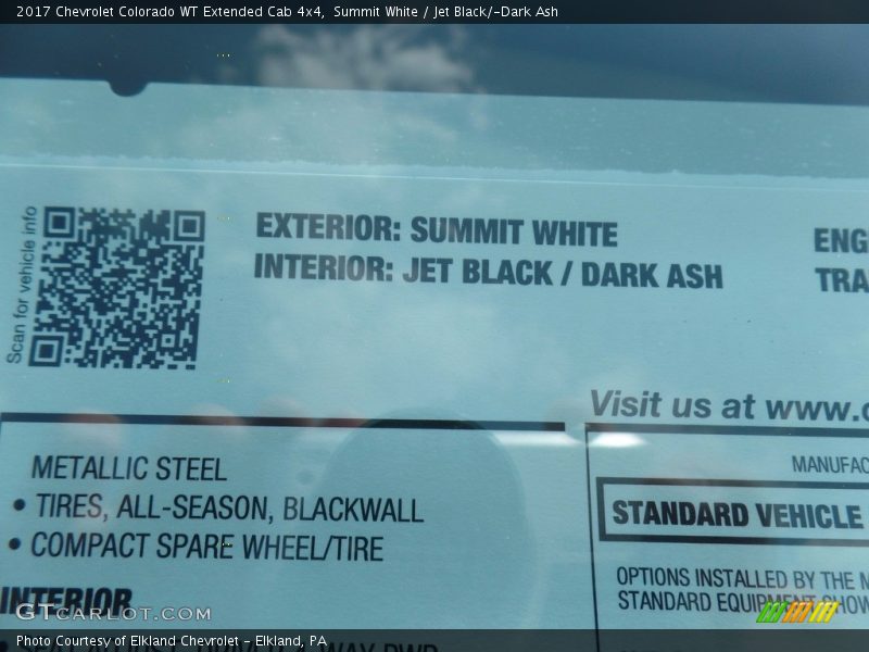Summit White / Jet Black/­Dark Ash 2017 Chevrolet Colorado WT Extended Cab 4x4