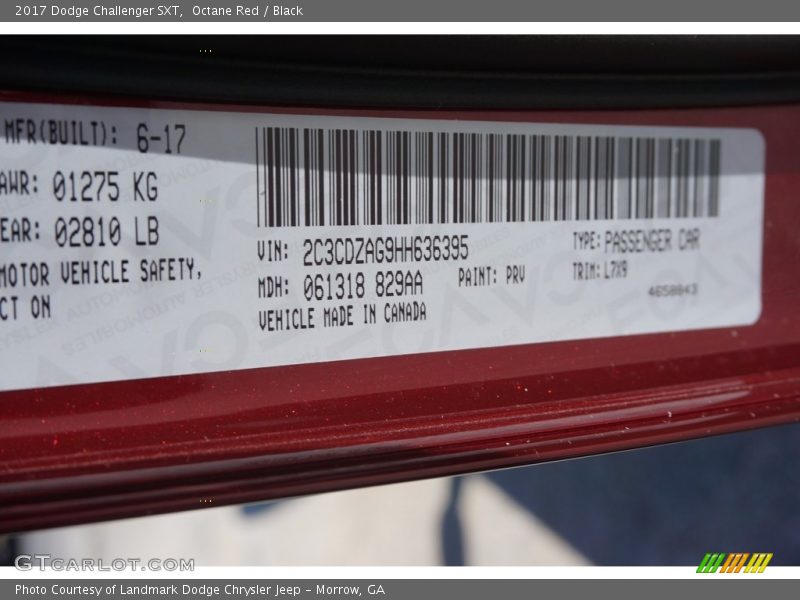 Octane Red / Black 2017 Dodge Challenger SXT