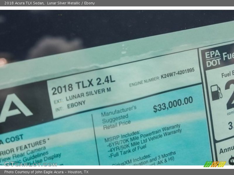 Lunar Silver Metallic / Ebony 2018 Acura TLX Sedan