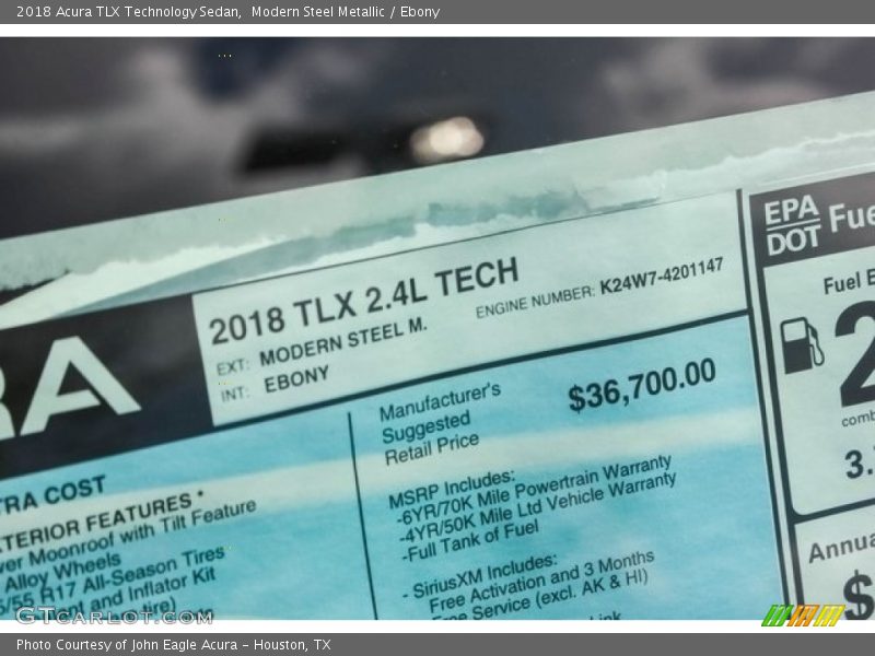 Modern Steel Metallic / Ebony 2018 Acura TLX Technology Sedan