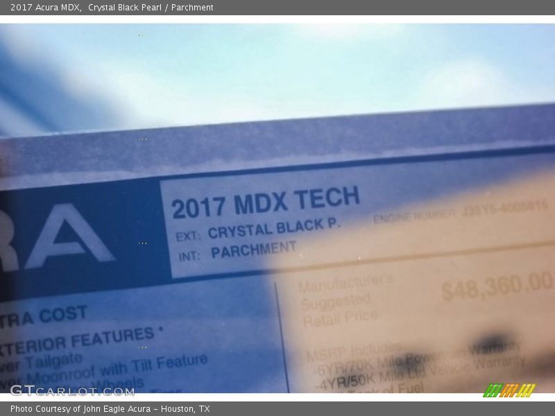 Crystal Black Pearl / Parchment 2017 Acura MDX