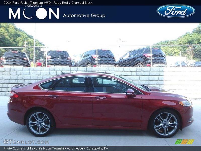 Ruby Red / Charcoal Black 2014 Ford Fusion Titanium AWD