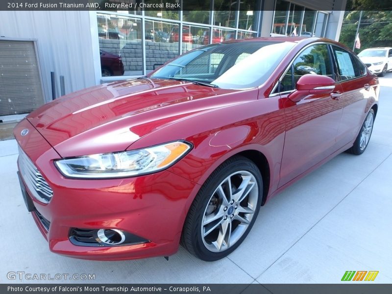 Ruby Red / Charcoal Black 2014 Ford Fusion Titanium AWD