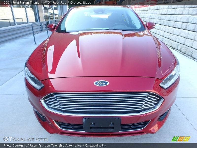 Ruby Red / Charcoal Black 2014 Ford Fusion Titanium AWD