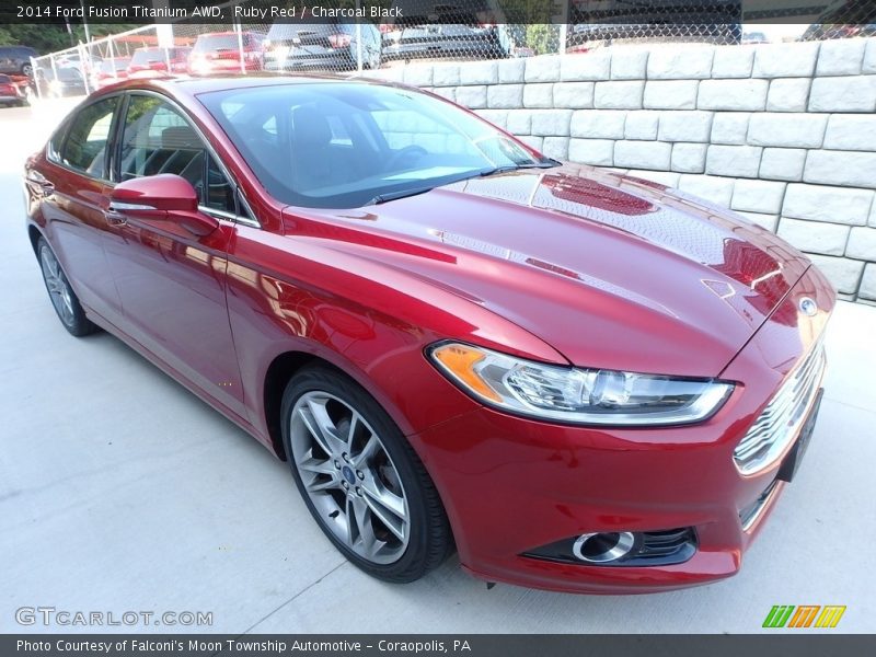 Ruby Red / Charcoal Black 2014 Ford Fusion Titanium AWD