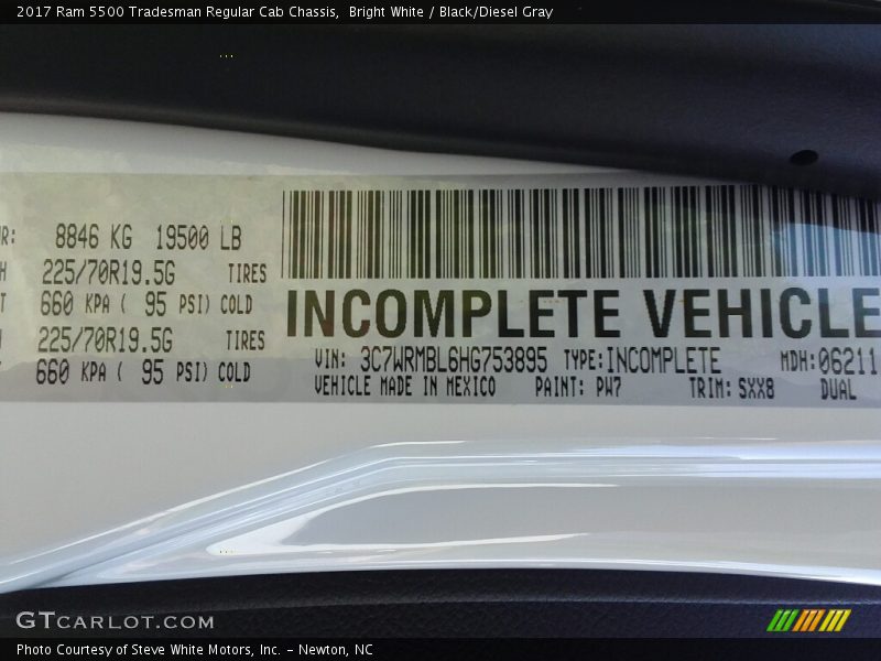 Bright White / Black/Diesel Gray 2017 Ram 5500 Tradesman Regular Cab Chassis