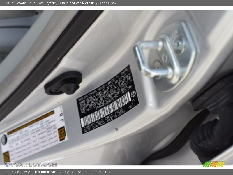 Classic Silver Metallic / Dark Gray 2014 Toyota Prius Two Hybrid
