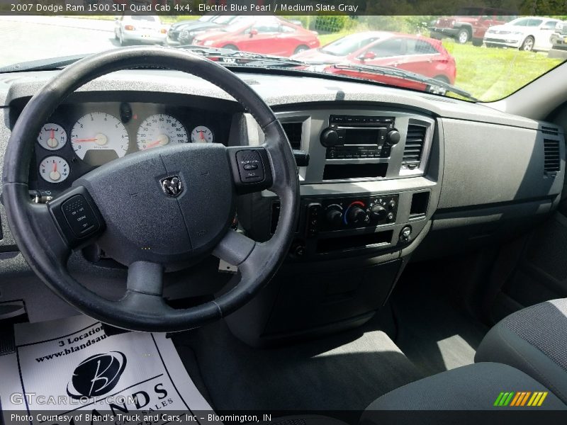 Electric Blue Pearl / Medium Slate Gray 2007 Dodge Ram 1500 SLT Quad Cab 4x4