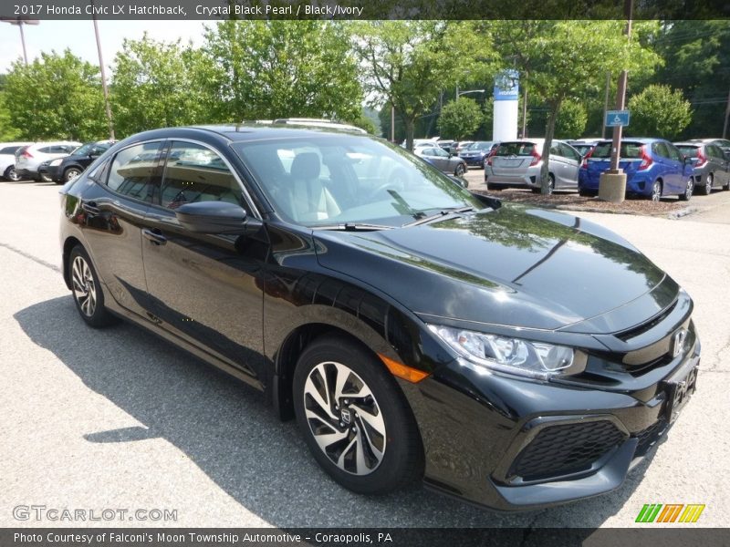 Crystal Black Pearl / Black/Ivory 2017 Honda Civic LX Hatchback