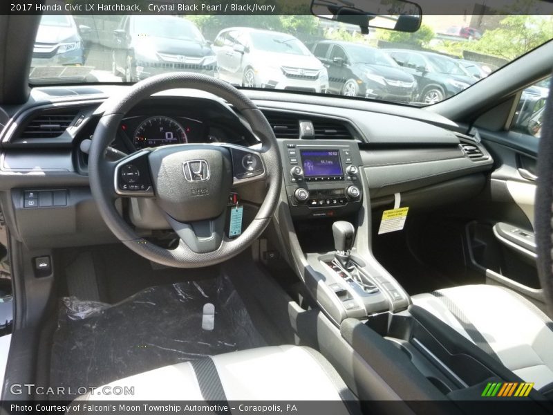 Crystal Black Pearl / Black/Ivory 2017 Honda Civic LX Hatchback
