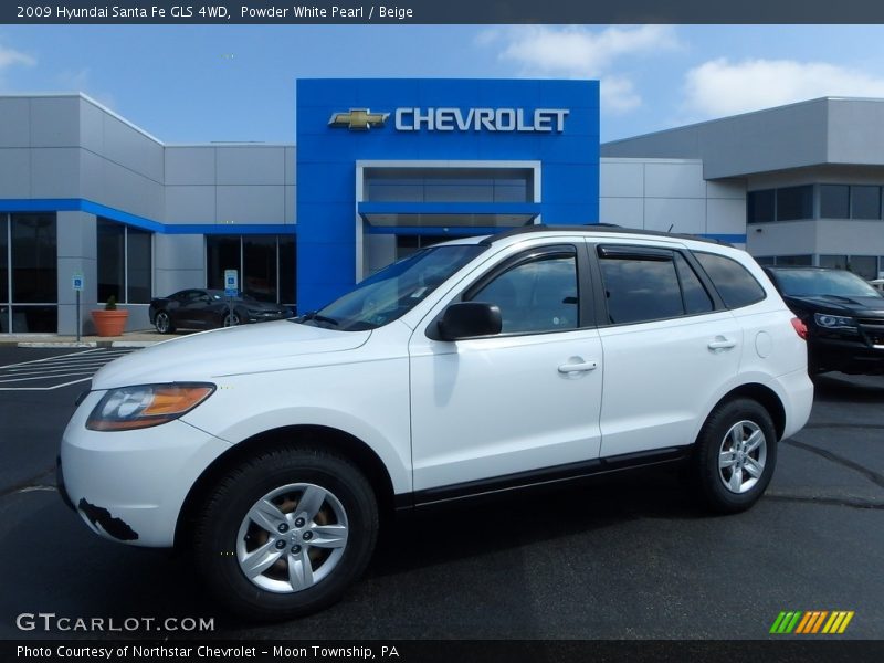 Powder White Pearl / Beige 2009 Hyundai Santa Fe GLS 4WD
