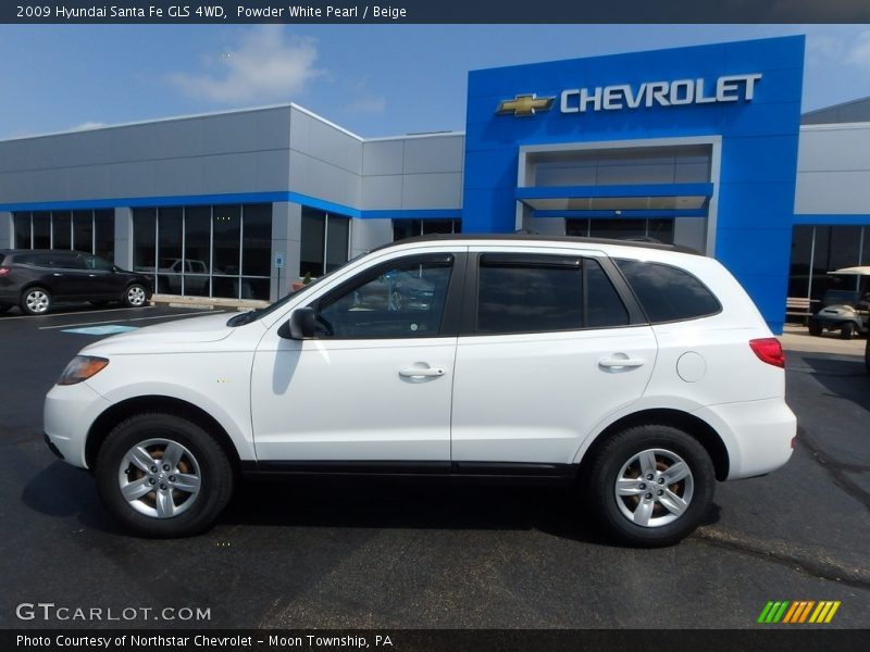 Powder White Pearl / Beige 2009 Hyundai Santa Fe GLS 4WD