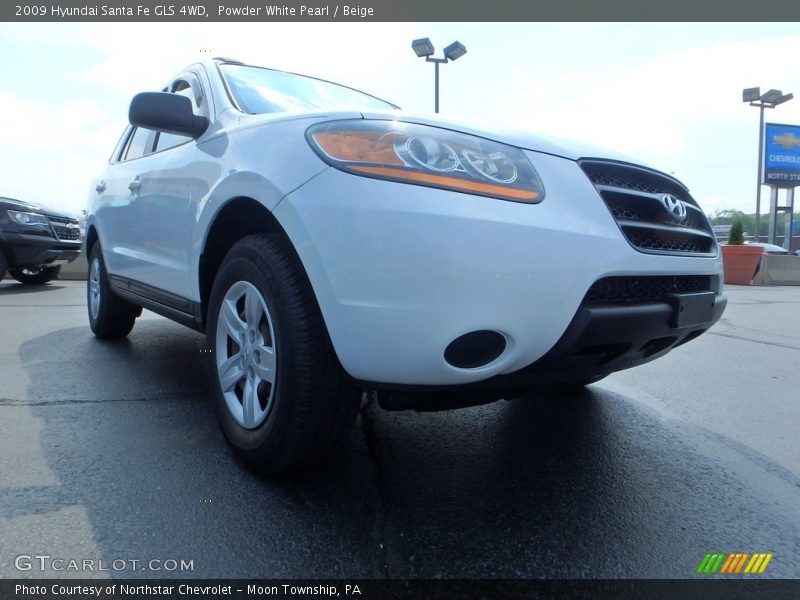 Powder White Pearl / Beige 2009 Hyundai Santa Fe GLS 4WD