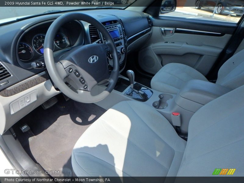 Powder White Pearl / Beige 2009 Hyundai Santa Fe GLS 4WD