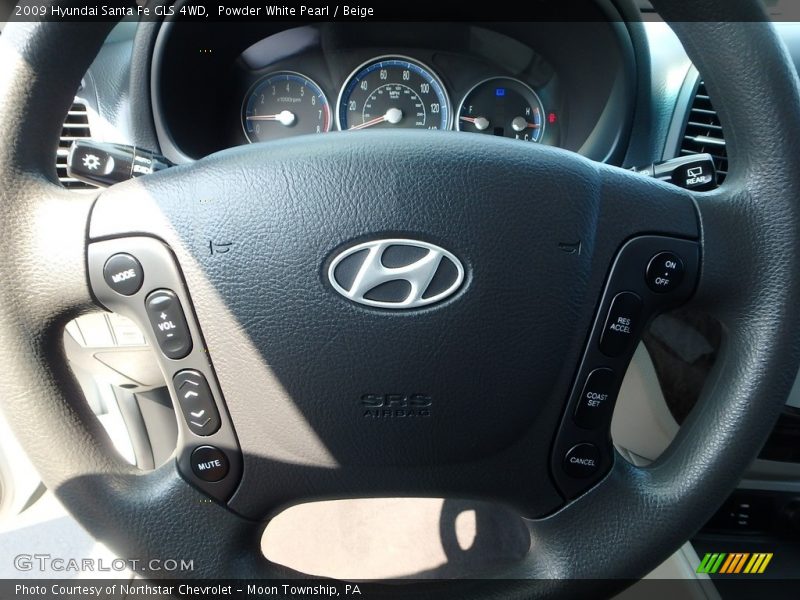 Powder White Pearl / Beige 2009 Hyundai Santa Fe GLS 4WD