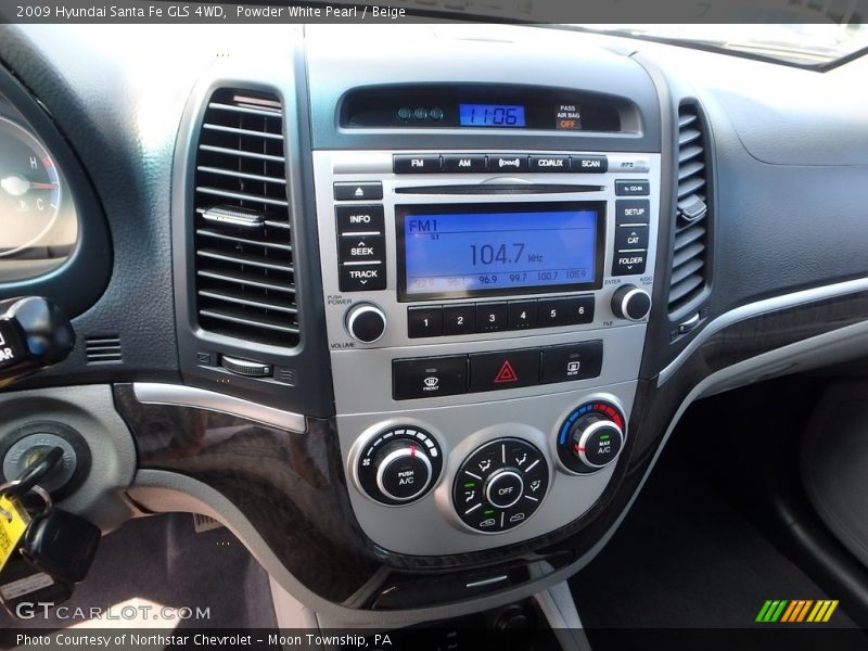 Powder White Pearl / Beige 2009 Hyundai Santa Fe GLS 4WD