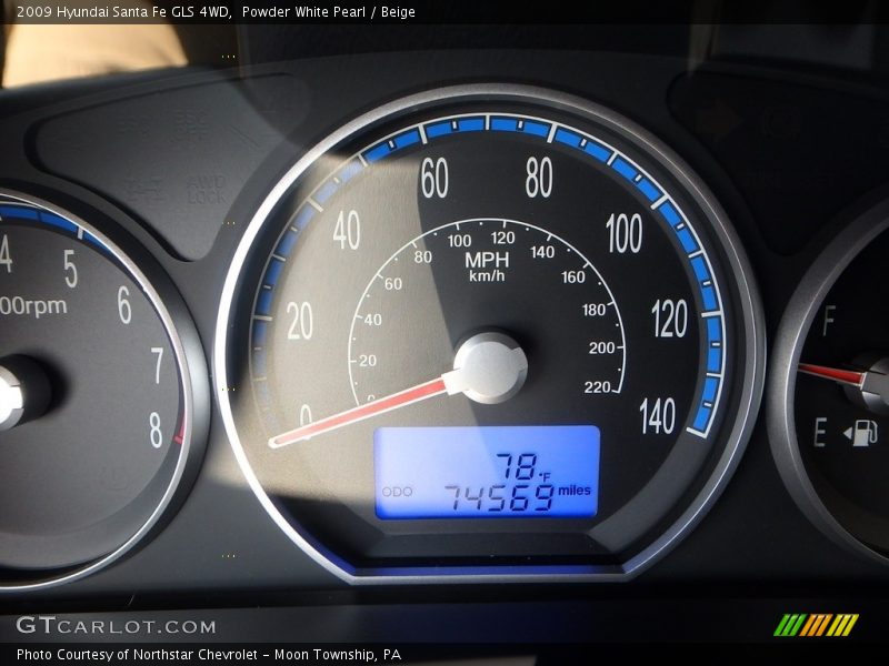 Powder White Pearl / Beige 2009 Hyundai Santa Fe GLS 4WD