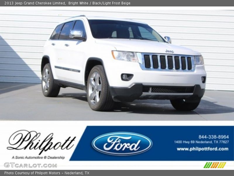 Bright White / Black/Light Frost Beige 2013 Jeep Grand Cherokee Limited