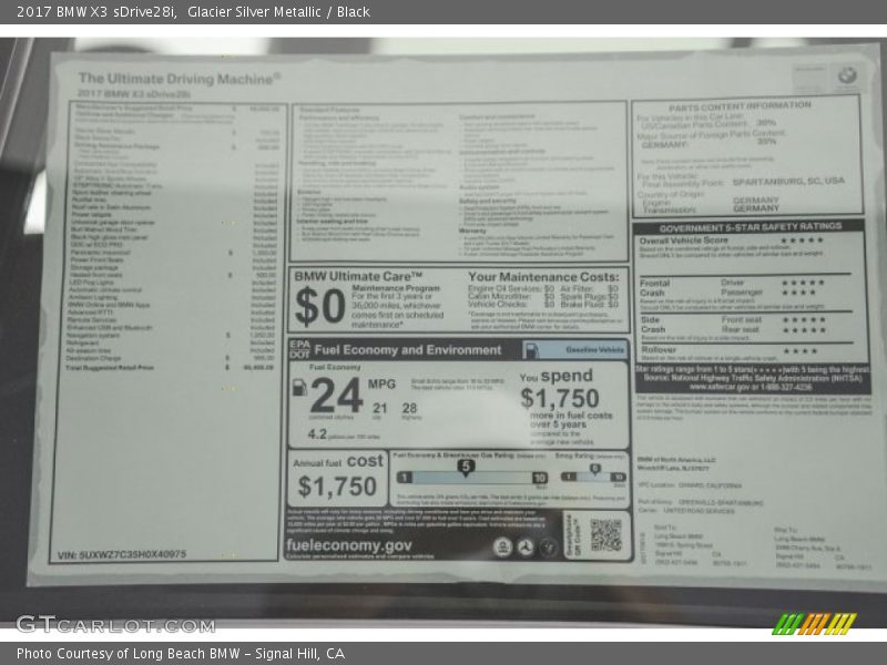 Glacier Silver Metallic / Black 2017 BMW X3 sDrive28i